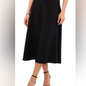 1. State • Classic • Black • Midi • Skirt • EUC • Satin Feel • Elastic Waist •